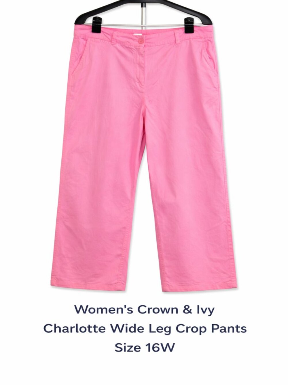 Women's Crown and Ivy Charlotte Wide Leg Crop Pant Size 16W Bright Pink